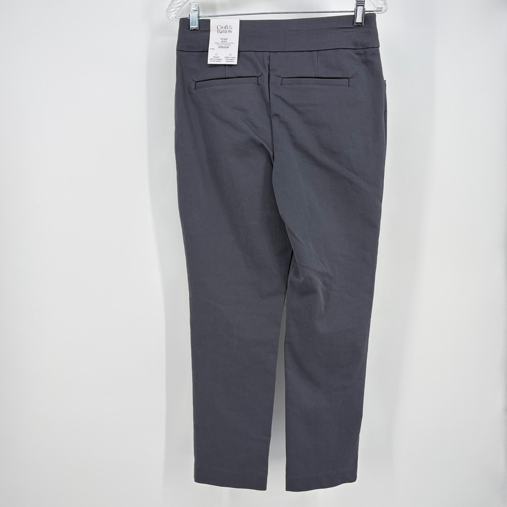 Croft & Barrow Effortless Stretch Pants‎ Gray Straight Leg Mid Rise 6P Sleek - Picture 2 of 9